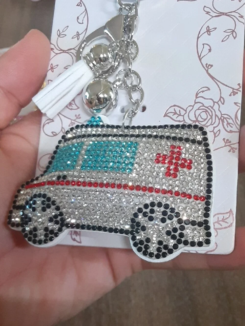 SparklingAmbulance Keychain with Tassel